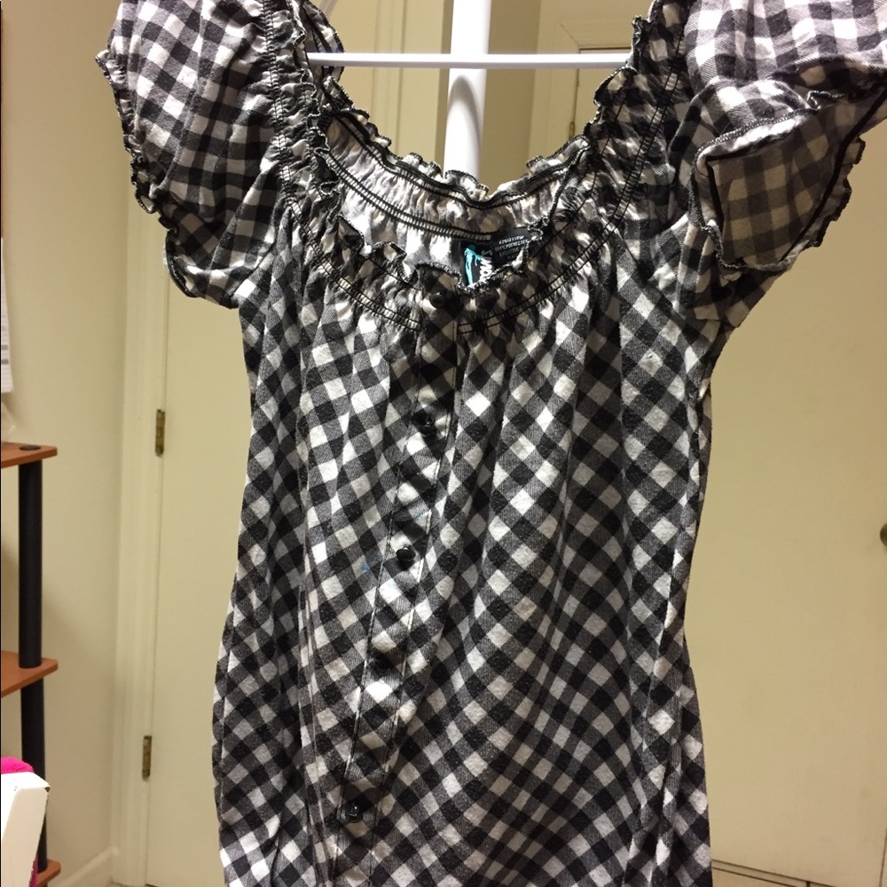 Cute plaid off shoulder style blouse